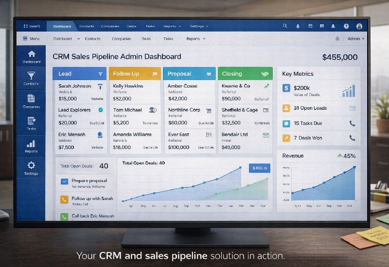 crm sales pipeline admin dashboard